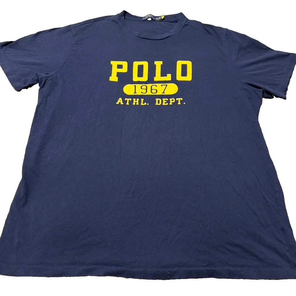 Classic Polo Ralph Lauren Graphic Tee | Navy Blue | 2XLT